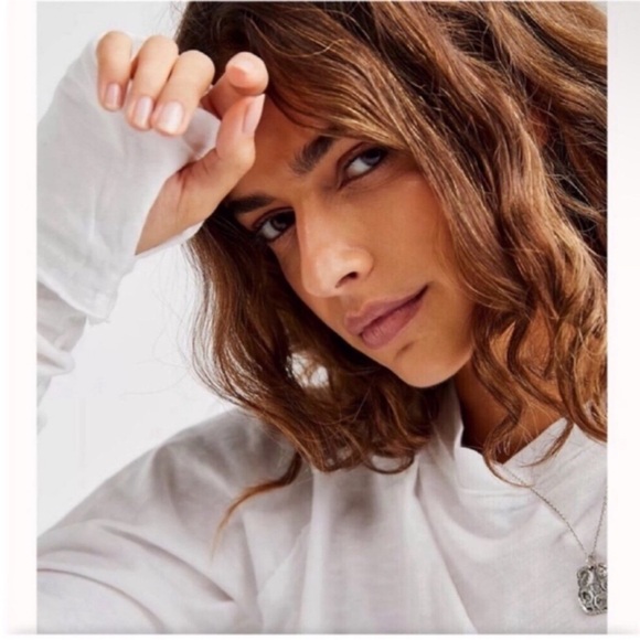 Free People Arden Long Sleeve Tee In Optic White. NWOT! Sz M - Picture 5 of 7